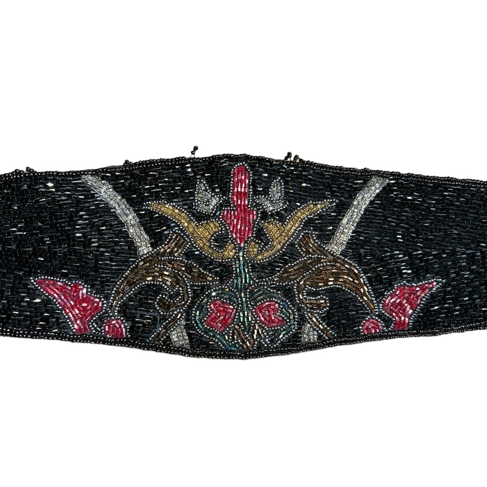Vintage Carla Marchi Black Beaded Belt OSFM